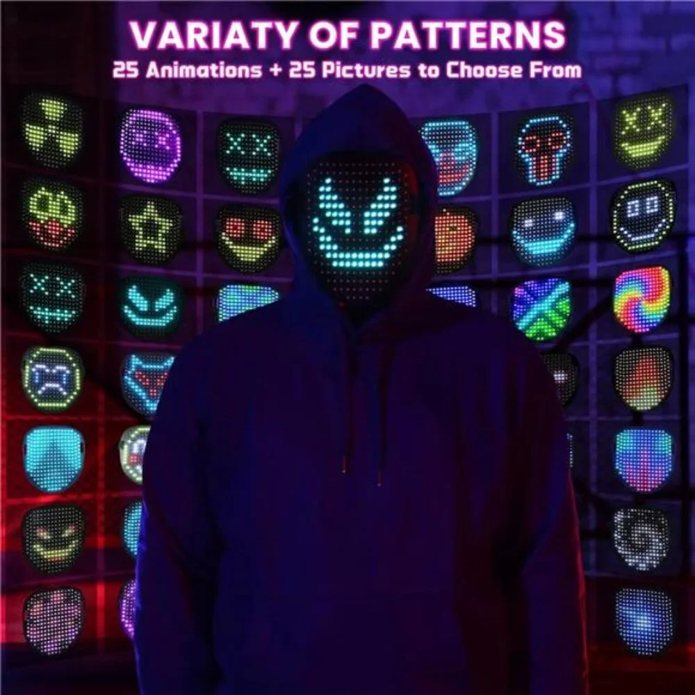 Kids and Adults Led Mask Halloween Costume Face Transforming Light up Mask